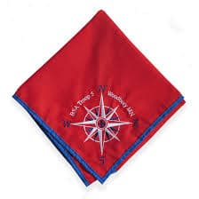 Custom embroidered neckerchiefs and bandanas for scouting organizations and motorcycle clubs